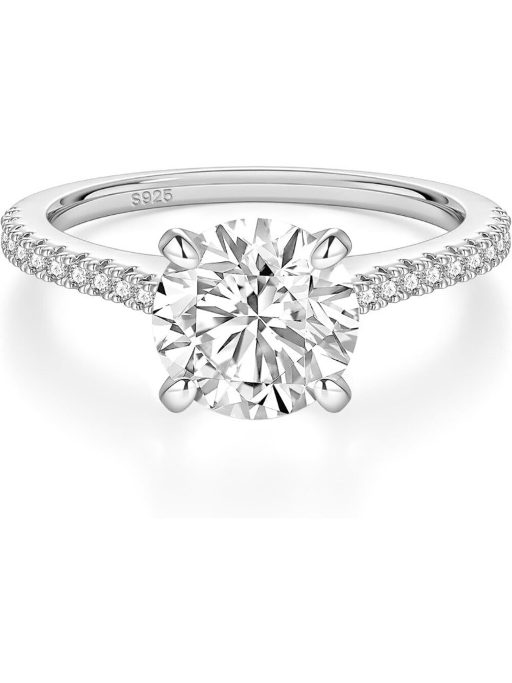 925 Sterling Silver Round Cut Engagement Ring for Women - Elegant & Timeless